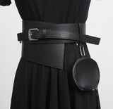 Women's Runway PU Leather Small Round Bag Waistband Belt