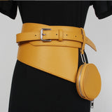 Women's Runway PU Leather Small Round Bag Waistband Belt