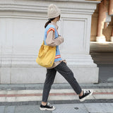 Canvas School Messenger Bag Large Capacity Casual Shoulder Handbag for Women