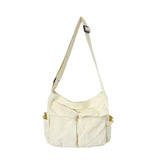 Canvas School Messenger Bag Large Capacity Casual Shoulder Handbag Women Solid