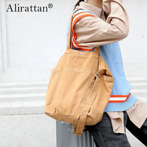 Canvas School Messenger Bag Large Capacity Casual Shoulder Handbag for Women