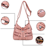 Sheepskin Leather Shoulder Bags with Multiple Pockets