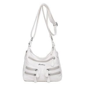 Sheepskin Leather Shoulder Bags with Multiple Pockets