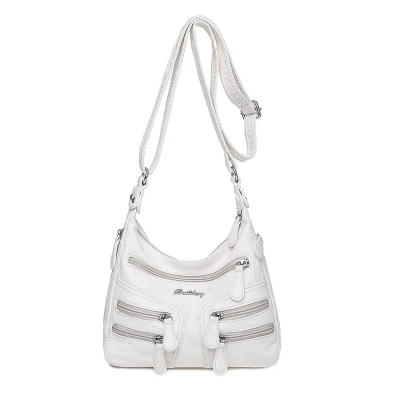 Sheepskin Leather Shoulder Bags with Multiple Pockets