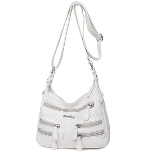 Sheepskin Leather Shoulder Bags with Multiple Pockets