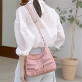 Sheepskin Leather Shoulder Bags with Multiple Pockets