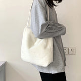 Plush Women's Shopper Bag Fluffy Tote Shoulder Handbag