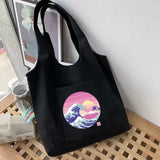 Canvas Commuter Shopper Vest Bag Cotton Cloth Wave Bolsas