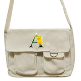 Canvas Messenger Bag Flower Letter Print Travel Handbag