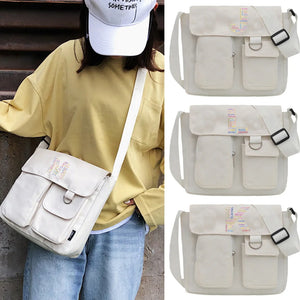 Canvas Messenger Bag Letter Printed Travel Shoulder Handbag