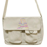 Canvas Messenger Bag Letter Printed Travel Shoulder Handbag