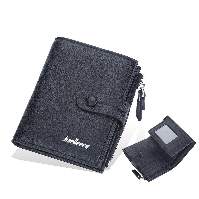 Women's Zipper Short Wallet Litchi Clip Buckle Wallet