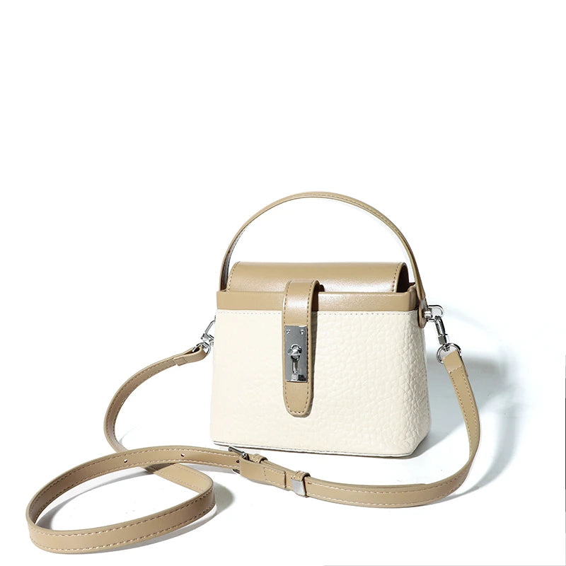 Cowhide Shoulder Bag Handbag Square Ladies Tote Leather Crossbody Bag