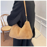 Women's Shoulder Bag Faux Fur Hairy Solid Colors Crossbody Purses Wallet