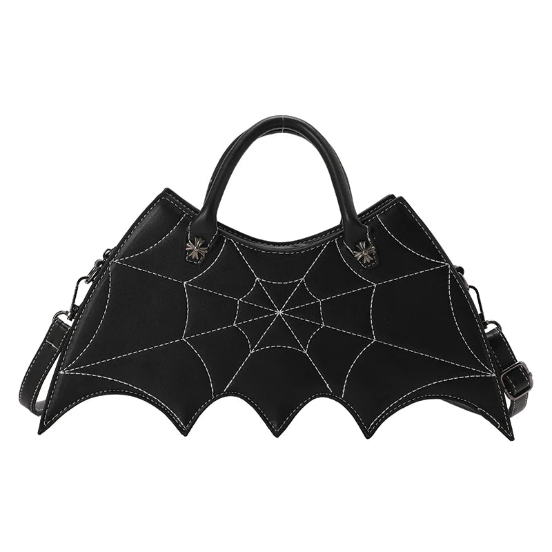 Spider Web Embroidery Crossbody Bag Leather Purse