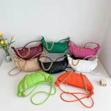 Women's Shoulder Bag Retro Chain Dumpling Bag Rhombus Embroidery Thread Shoulder