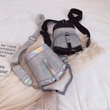 Women's Diamond Leather Bucket Crossbody Bag Chain Tote Handbag
