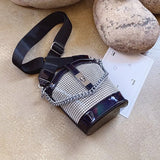 Women's Diamond Leather Bucket Crossbody Bag Chain Tote Handbag