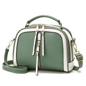 Women's Mini Crossbody Bag PU Leather Handbag Patchwork Shoulder Bag