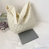 Women's Rhombus Embroidered Shoulder Bag Soft Winter Cloud Quilted S
