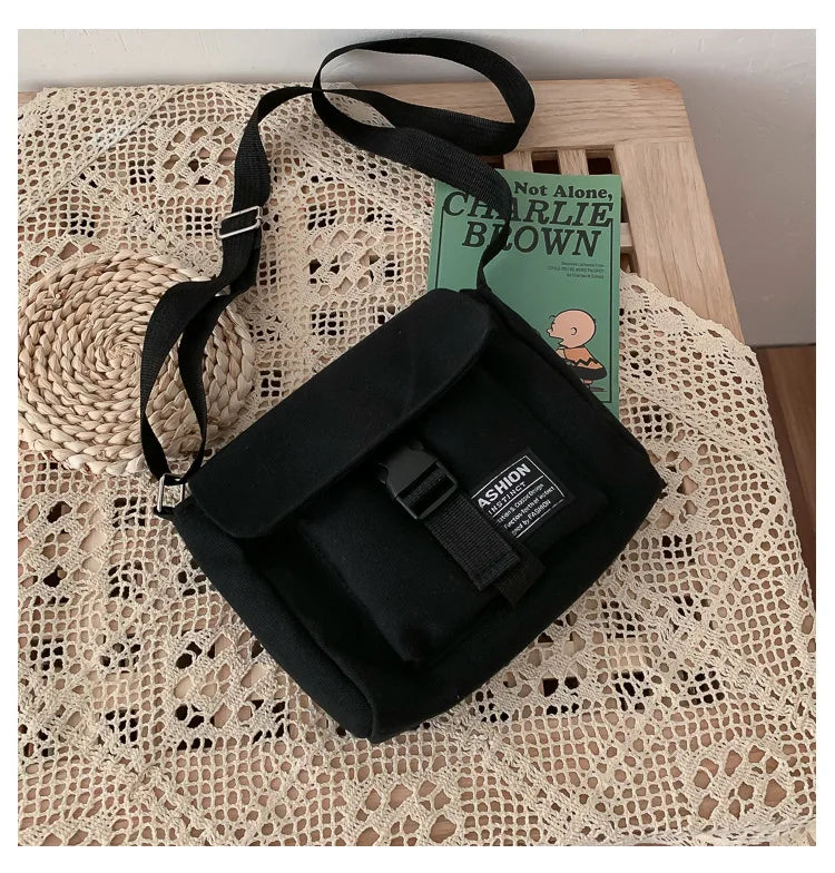 Women's Harajuku Canvas Shoulder Bag Crossbody Messenger Tote Handbag
