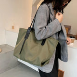 Women's Shoulder Bag College Style Waterproof Nylon Handbags Zipper Tote