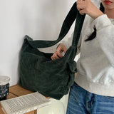 Large Canvas Crossbody Bag for Students Female College Schoolbag