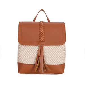 Women's Large Capacity Weaving Shoulder Bag for Travel, Crossbody Backpack