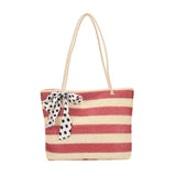 Woven Stripe Shoulder Bag Large Capacity Shopping Bag