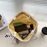 Woven Stripe Shoulder Bag Large Capacity Shopping Bag