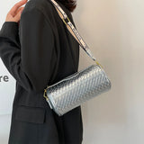 Women's Woven Leather Shoulder Bag Crossbody Tote