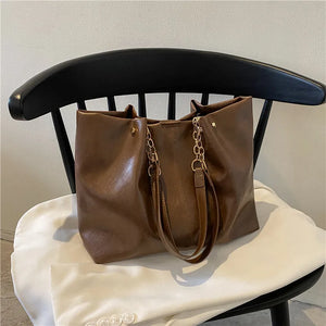 Women's Large Capacity Tote Bag Chain Texture Handbag