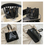 Women's Large Capacity Tote Bag Chain Texture Handbag