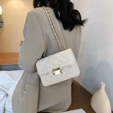 Retro Rhombus Check Shoulder Bag Chain Handbag