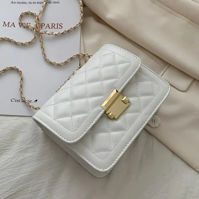 Retro Rhombus Check Shoulder Bag Chain Handbag