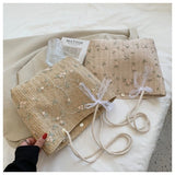 Women's Retro Art Handbag Straw Woven Shoulder Bag