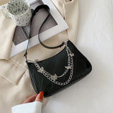 Vintage Butterfly Chain PU Leather Shoulder Bag