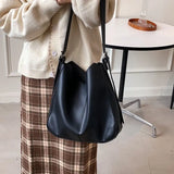 Women's Pu Leather Shopper Bag Big Capacity Crossbody Bucket Totes