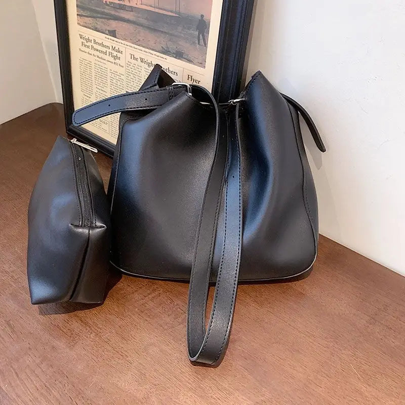Women's Pu Leather Shopper Bag Big Capacity Crossbody Bucket Totes