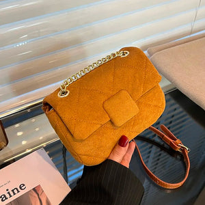 Nubuck Leather Crossbody Mini Bag Girl's Purse Handbag Flap Bag