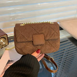Nubuck Leather Crossbody Mini Bag Girl's Purse Handbag Flap Bag