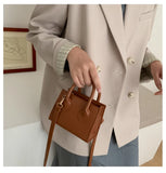 Women's Small Shoulder Bag Crossbody Mini Tote Solid PU Leather Handbag