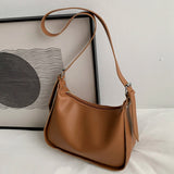 Small Tote Handbags Solid PU Leather Vintage Shoulder Bag Women Shopper Bags
