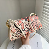 Women's Graffiti Shoulder Bag Casual Portable Underarm Bag Summer Style