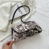 Women's Graffiti Shoulder Bag Casual Portable Underarm Bag Summer Style