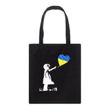 Ukraine Love Graph Print Canvas Shoulder Bag - Large Capacity Ladies Handbag