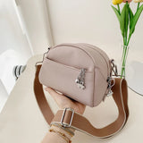 Pink Leather Messenger Bag with Wide Strap