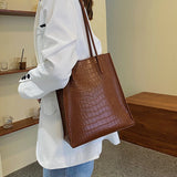 Women's Stone Pattern Tote Bag with Small Wallet - 2pcs Set