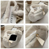 Women's Plush Shoulder Bag Solid Texture Zipper Handbag
