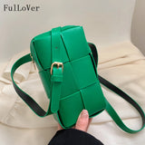 Women's Woven Crossbody Bag Casual Mini Zipper Square Solid Bag